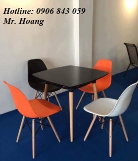Bộ bàn ghế nhựa chân gỗ, miễn phí vận chuyển