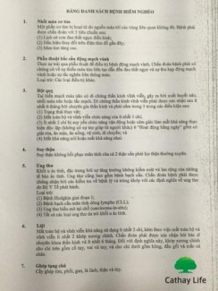 Bảo hiểm bảo vệ Bệnh hiểm nghèo Cathay Việt Nam, Mã SP C15, liên hệ,