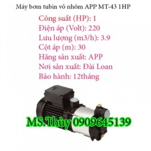 Máy bơm tubin vỏ nhôm APP MT-43 1HP