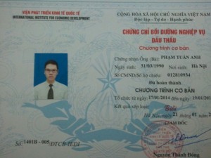 Khóa bồi dương, cấp chứng chỉ nghiệp vụ Đấu thầu thông tư 03/2016