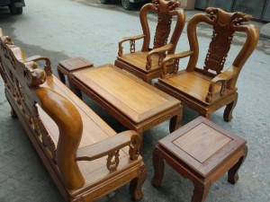 Bộ bàn ghế minh quốc đào gỗ nghiến tay 10 và tay 12