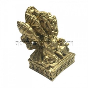 Tượng Đá Thần Voi Ganesha 5 Đầu (Màu Nhũ Đồng), Dài 9 x Rộng 7 x Cao 10 (cm), Giá - 150.000₫