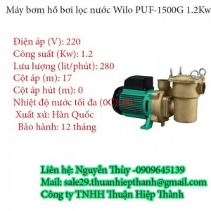 Máy bơm hồ bơi lọc nước Wilo PUF-1500G 1.2Kw