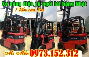 Xe nâng điện cũ 1 tấn cao 3m hàng Nhật, giá rẻ nhất