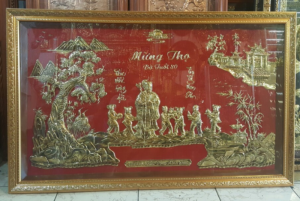 tranh mừng thọ mạ vàng 24k kích thước 70x 1m1