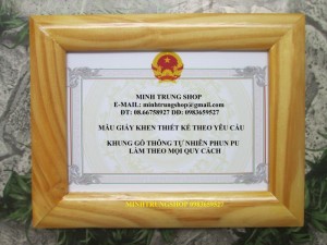 Khung giấy khen gỗ thông tự nhiên phun Pu mọi quy cách
