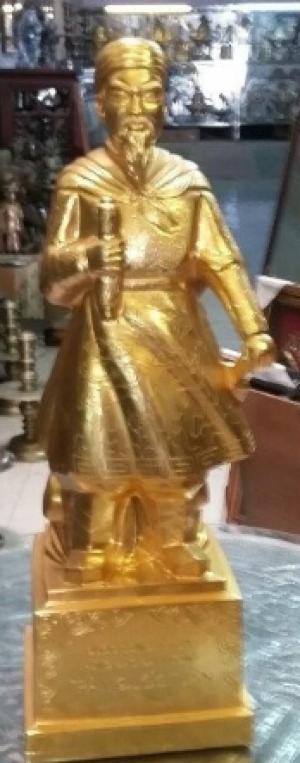 Tượng đồng trần quốc tuân mạ vàng  24k cao 40cm