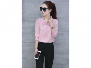 Áo voan cổ bèo công sở