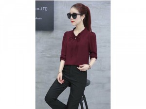 Áo voan cổ bèo công sở