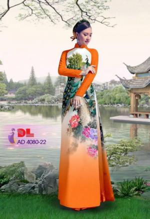Vải áo dài Chim Công và hoa mẫu đơn