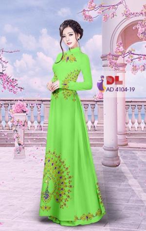 Vải áo dài chim công đính ngọc