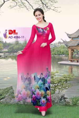 Vải áo dài Hoa mẫu đơn và Hạc