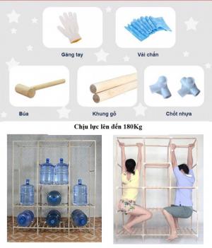 Tủ vải khung Gỗ 3 buồng loại 1 hàng cao cấp
