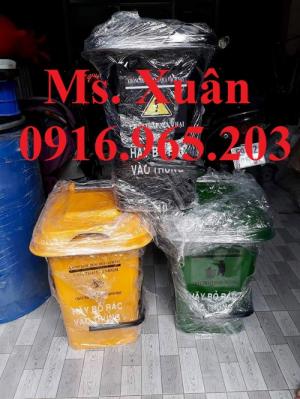 thùng rác y tế có logo 15 lít xanh lá