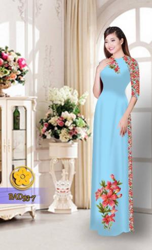 Vải áo dài với quần hoa xinh xắn