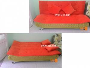Ghế sofa giường nằm vải nỉ màu cam