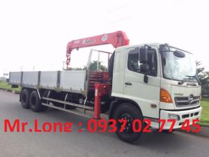 Xe HINO 3 chân dài găn cẩu, xe 3 giò HINO dài gắn cẩu, HINO FL tải cẩu 15 tấn , xe cẩu 15 tấn HINO , xe HINO FL8JTSL gắn cẩu UNIC