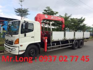 Xe HINO 3 chân dài găn cẩu, xe 3 giò HINO dài gắn cẩu, HINO FL tải cẩu 15 tấn , xe cẩu 15 tấn HINO , xe HINO FL8JTSL gắn cẩu UNIC