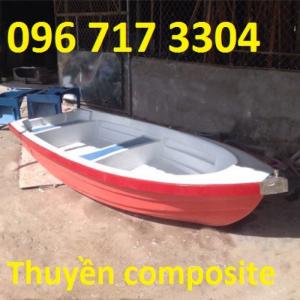 Thuyền composite Kích thước 3,6m x 1,1m x 0,5m chở 3 - 4 người, gắn động cơ