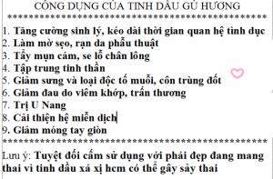 Công dụng của tinh dầu gù hương