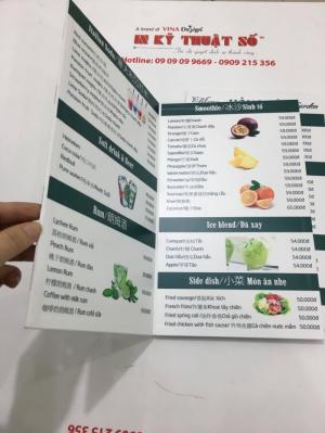 In menu từ PP cán format, đơn giản, đẹp, dễ đọc
