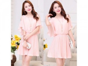 Đầm nữ thắt eo ,hở vai dáng xoè dập l