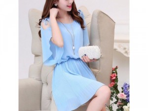 Đầm nữ thắt eo ,hở vai dáng xoè dập l