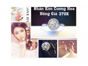 Nhẫn bạc hoa hồng làm bằng kim cương nhân tạo