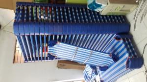 Giường lưới nhập khẩu , chân nhựa màu xanh đậm, khung kẽm D21 dày , ở giữa có 2 thanh tăng cường Inox