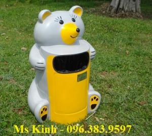 Bán thùng rác nhựa hdpe 660 lít bền rẻ ở tphcm, thùng rác hình con thú