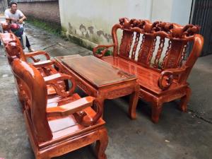 Bộ bàn ghế xà cừ tay 10