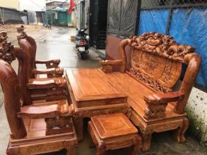 Bộ bàn ghế phòng khách bộ nghê đỉnh hương vân tay 12 gồm 6 món