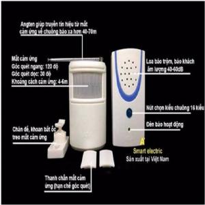 Chuông báo khách, báo động chống trộm hồng ngoại không dây