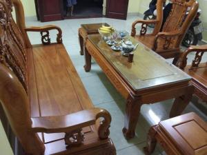 Bộ bàn ghế gỗ gõ đỏ tay 10 sang trọng Đồ Gỗ Đỗ Mạnh bảo hành trọn đời