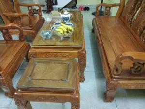 Bộ bàn ghế gỗ gõ đỏ tay 10 sang trọng Đồ Gỗ Đỗ Mạnh bảo hành trọn đời