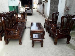 Bộ Bàn Ghế Gỗ Tràm Phun Pu Giả Mun