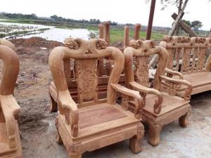 Bộ bàn ghế phòng khách kiểu hồng tàu gỗ hương vân