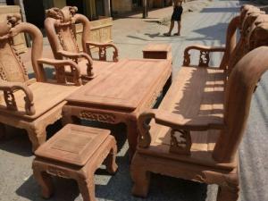 Bộ bàn ghế gỗ cẩm nam phi hàng đào tay 12