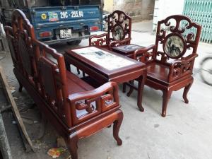 Bộ Bàn Ghế Guột Móc Mỏ Khảm Đá Gỗ Gụ