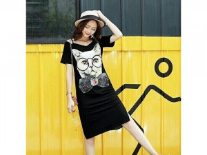 Hàng nhập - Đầm thun hình mèo.