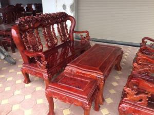 Bộ bàn ghế giả cổ hoa lá tây gỗ xà cừ