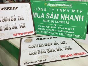 In menu dạng tấm áp tường cho cửa hàng