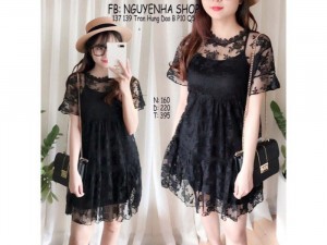 Set đầm ren áo lot cotton
