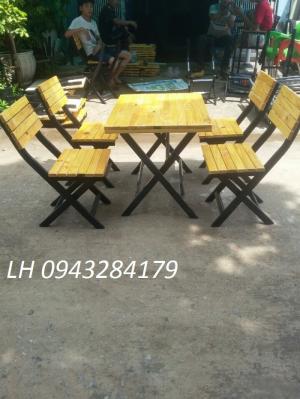 Bộ Bàn ghế gỗ xếp cafe vỉa hè, quán nhậu