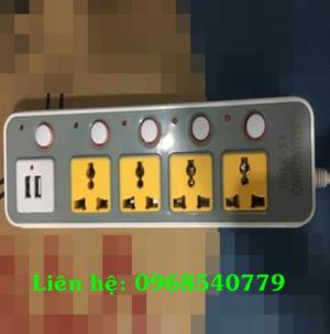 Ổ cắm điện đa năng tích hợp 2 cổng USB và 4 ổ cắm 2500W