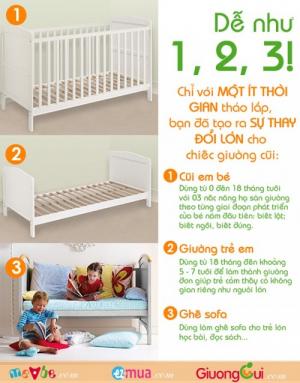Cũi trẻ em 3 trong 1 Marlow trắng