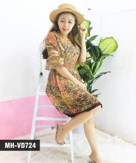 Đầm Voan Tay Bèo Thắt Nơ Lưng