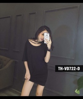 Đầm Suông cổ Phối Dây Kim Loại