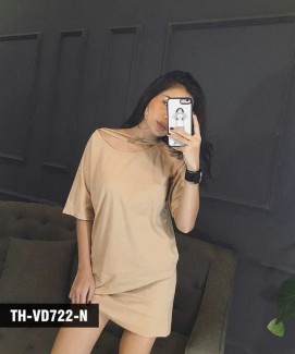 Đầm Suông cổ Phối Dây Kim Loại