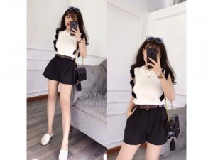 Set bộ áo phông viền ren quần short